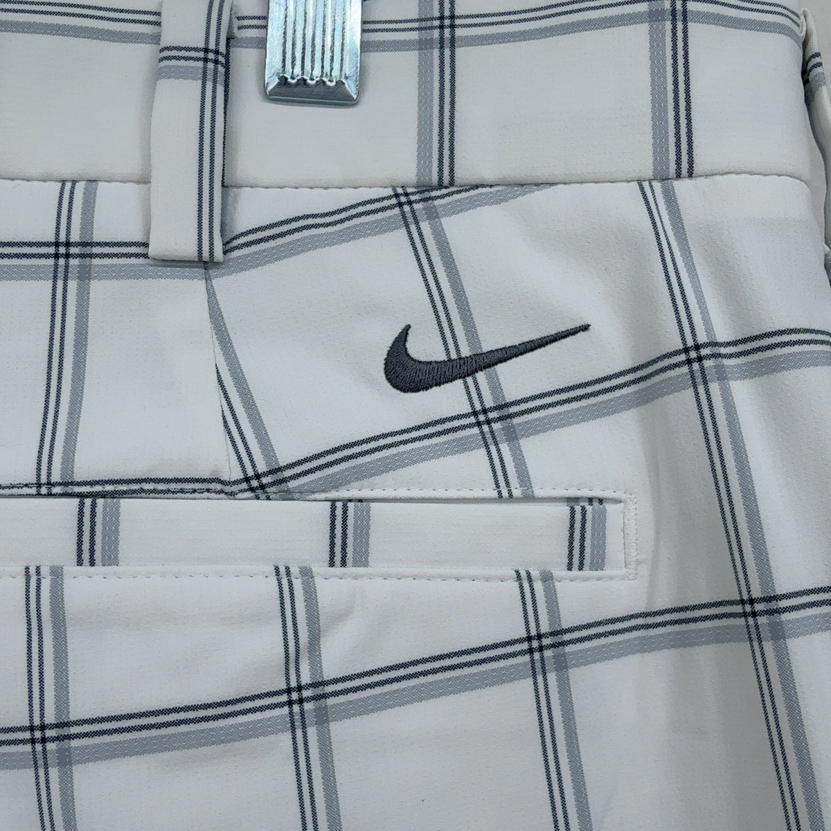 Nike Golf Shorts 36 Mens White Gray Plaid Performance Stretch 11”