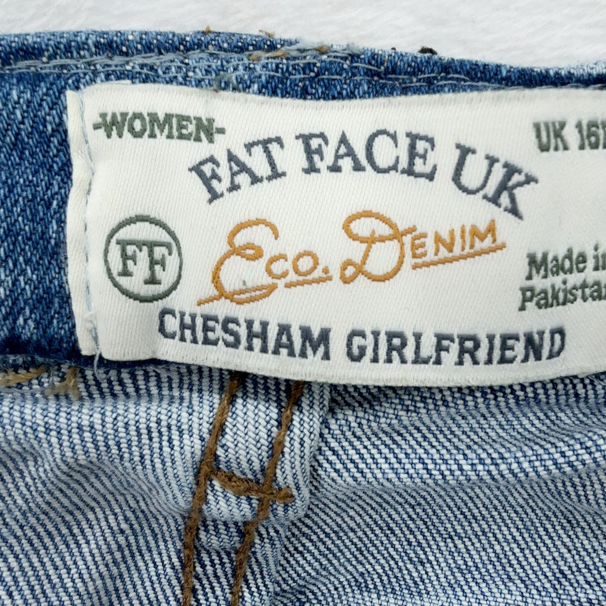 Fat Face Chesham Girlfriend Crop Jeans US 12 UK 16 Womens Blue Raw Hem High Rise