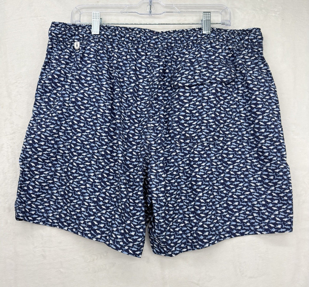 Blue Wave Swim Trunks XXL Mens Sharks Blue Swimsuit Mesh Lined 6.5” New NWT