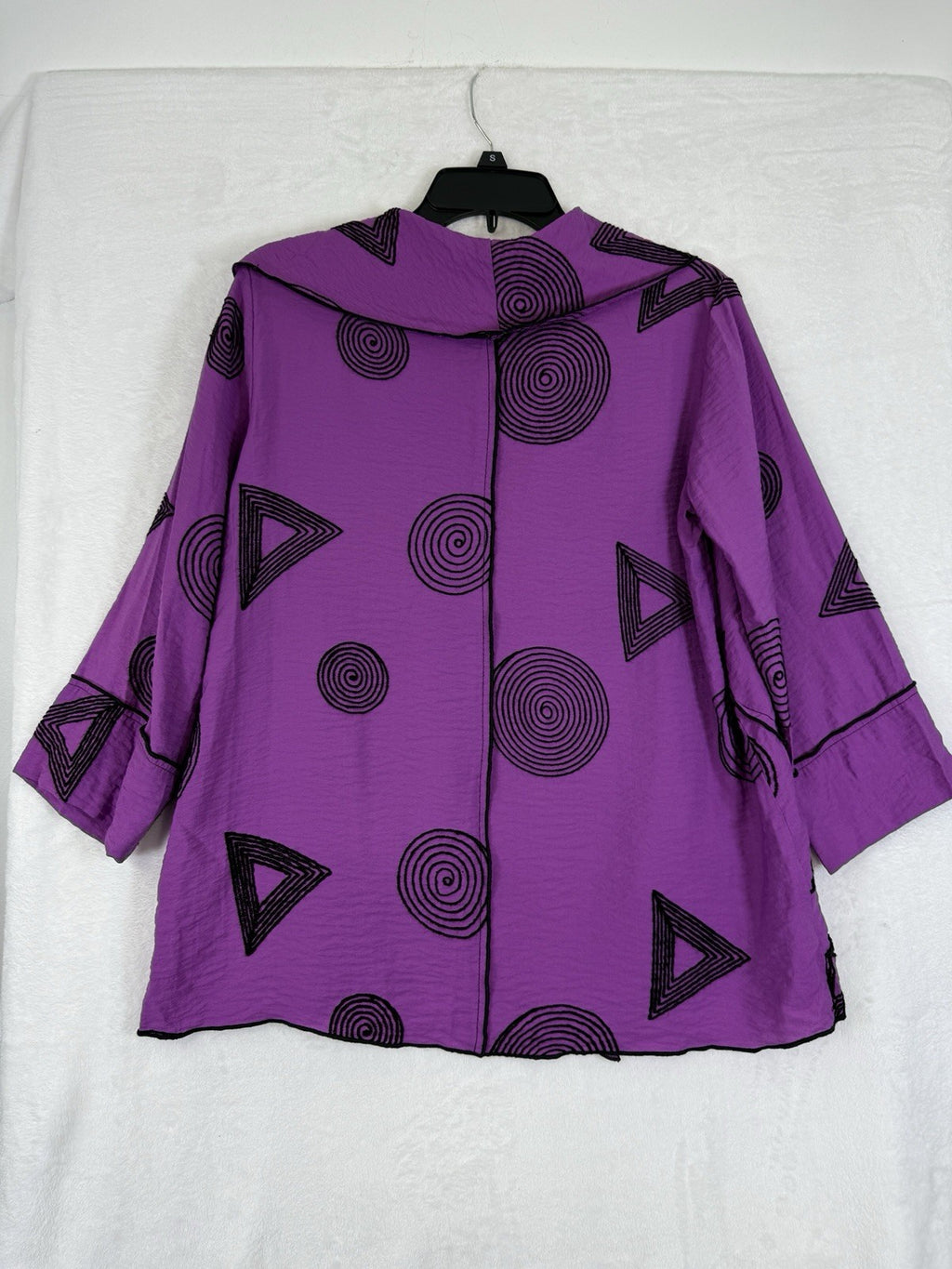 Ali Miles Small Tops With Collar Purple Boho Artsy Womens Tunic Embroidered