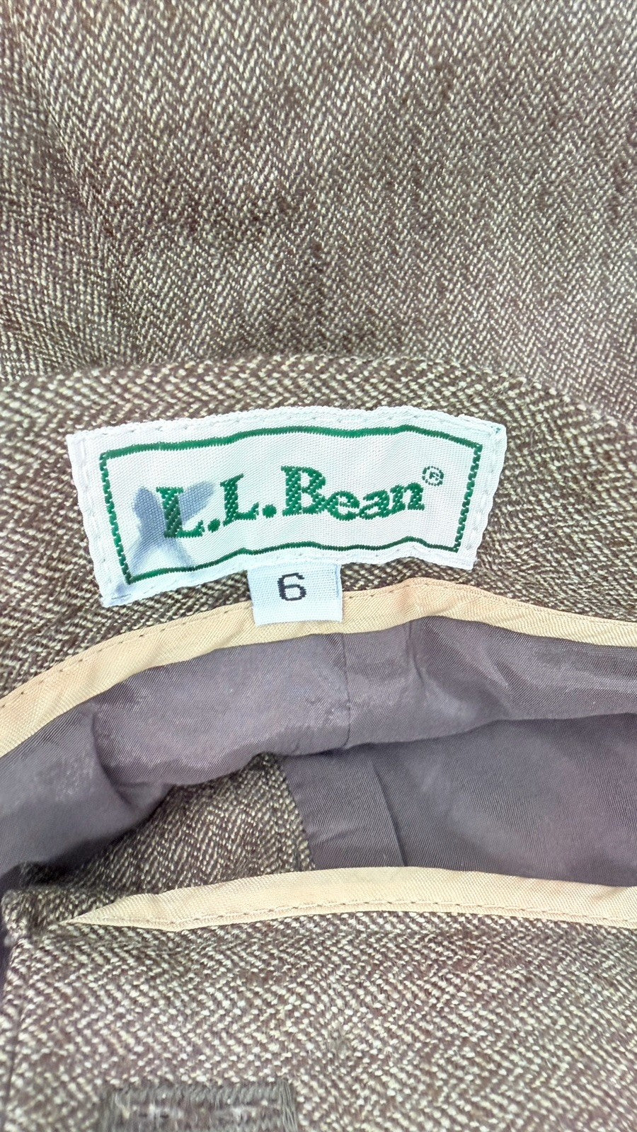 Vintage LL Bean Pants 6 Womens Wool Stretch Pleated Brown High Rise Straight New