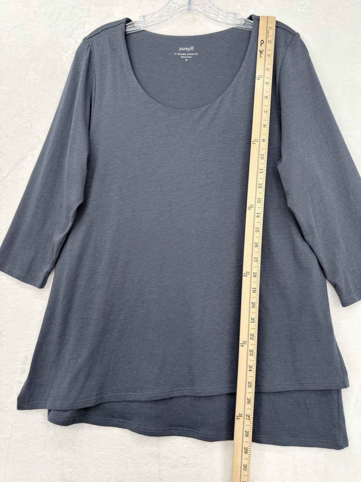J Jill Medium Top Pure Jill Artistic Tee Blue 3/4 Sleeve Womens