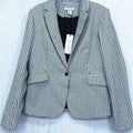 Rachel Zoe Blazer Large Womens Black White Check One Button Jacket Lined New NWT