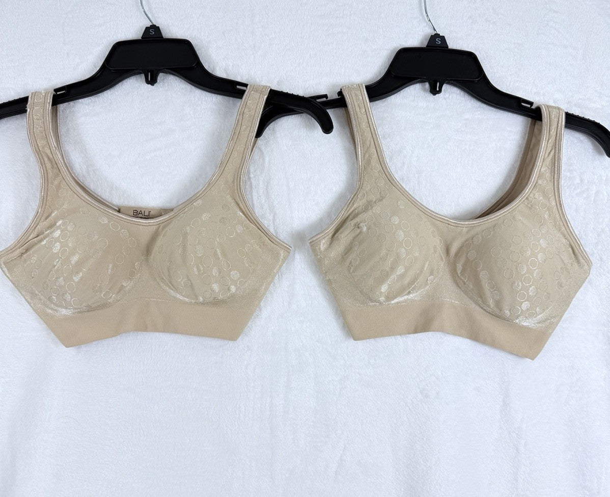 Bali Comfort Revolution Bra Small Beige Lot Of 2 3488 B488 Womens Wireless