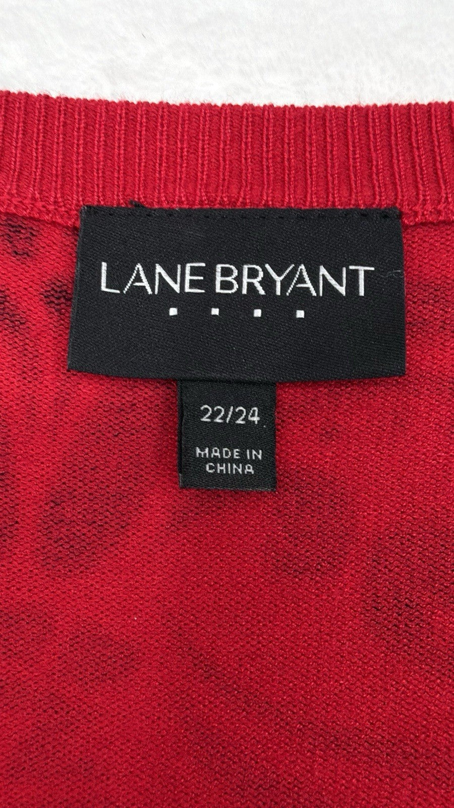 Lane Bryant 22 24 Cardigan Sweater Red Black Floral 2X Womens Tops Plus Size