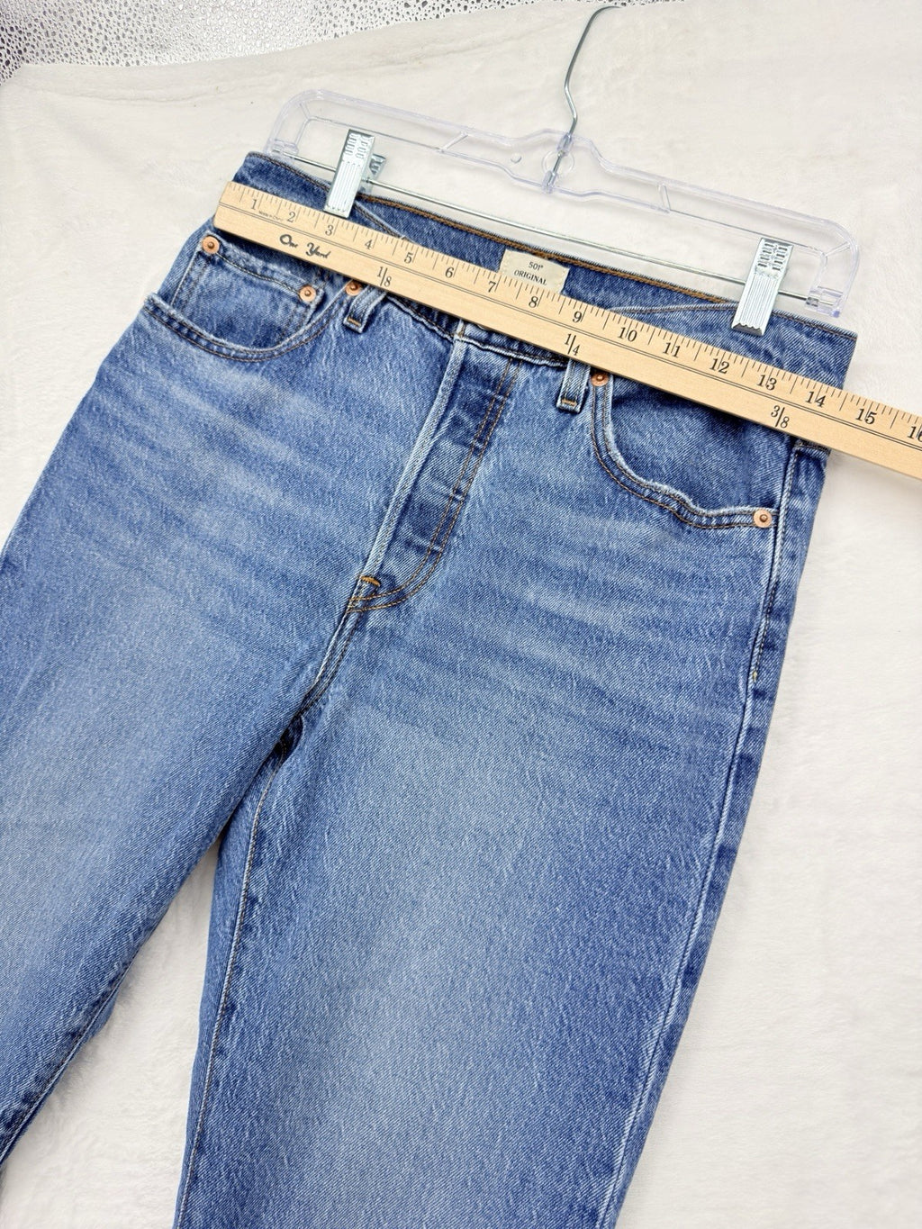 Levis 501 Womens Jeans 28 Cotton Stretch Button Fly Blue 28x30