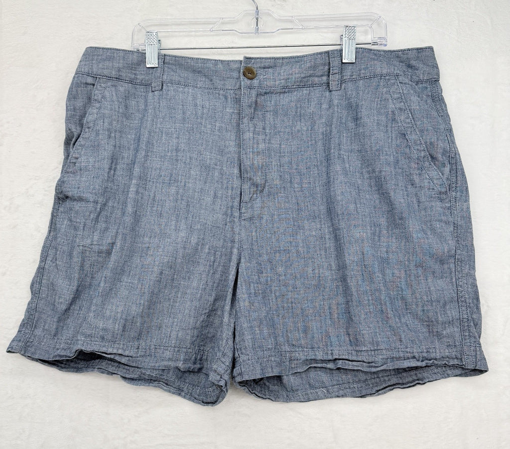 Gap Girlfriend Khaki Shorts 18 Blue Chambray Womens 100% Cotton High Rise 5”