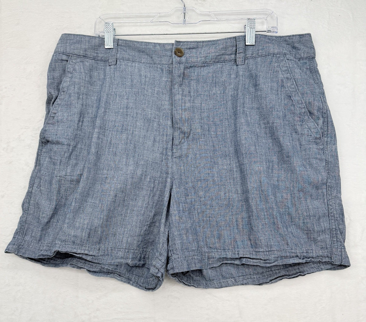Gap Girlfriend Khaki Shorts 18 Blue Chambray Womens 100% Cotton High Rise 5”