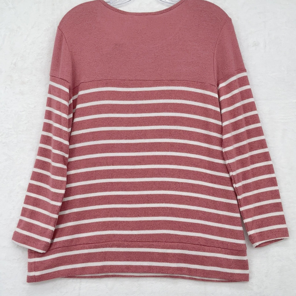 Stitch Fix Top Medium Petite Market & Spruce Pink Brushed Knit Womens New NWT
