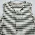 LL Bean Shell Top XL Petite Womens Cream Black Striped Sleeveless Scoop Neck Tee