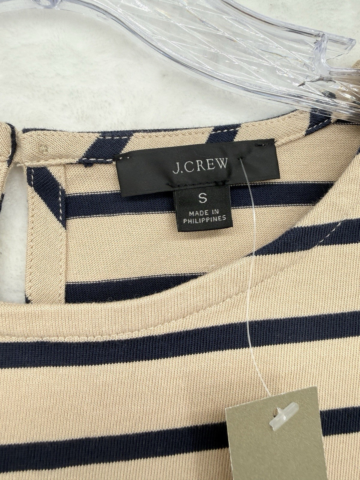 J Crew Top Small Mariner Cloth Ruffle Sleeve T Shirt Cotton Blue Striped New