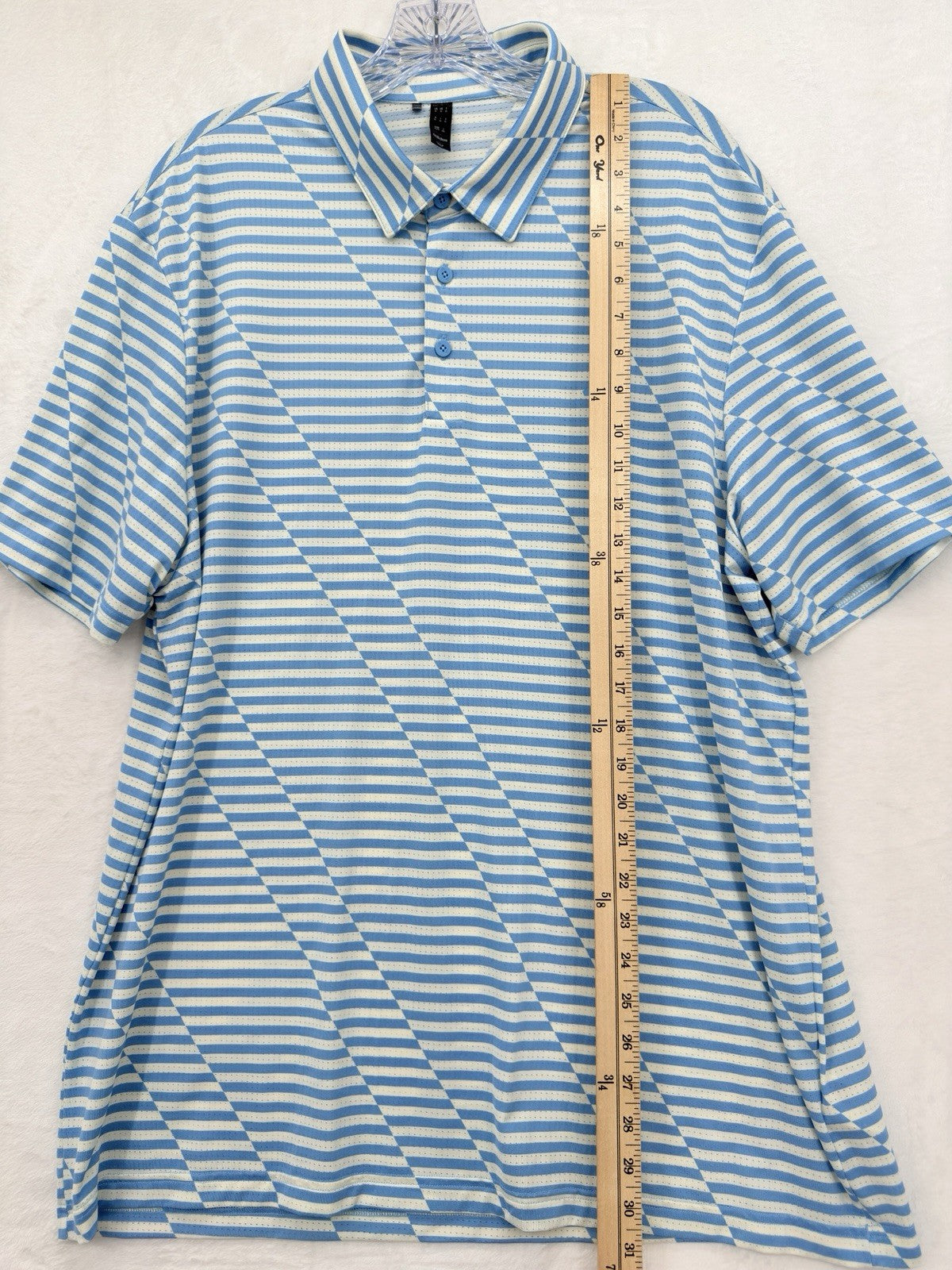 Adidas Ultimate 365 Golf Polo XL Shirt Mens Blue White Striped Short Sleeve Mesh