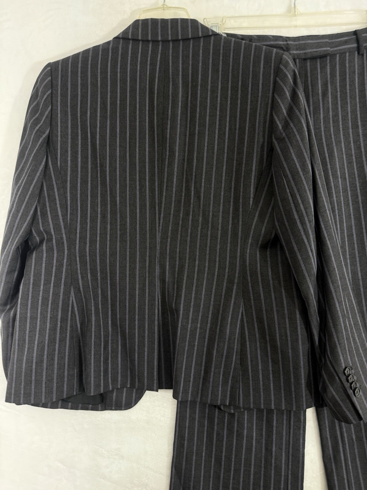 Brooks Brothers 346 Blazer 14 Womens Jacket Gray Pinstriped 100% Wool 2 Button