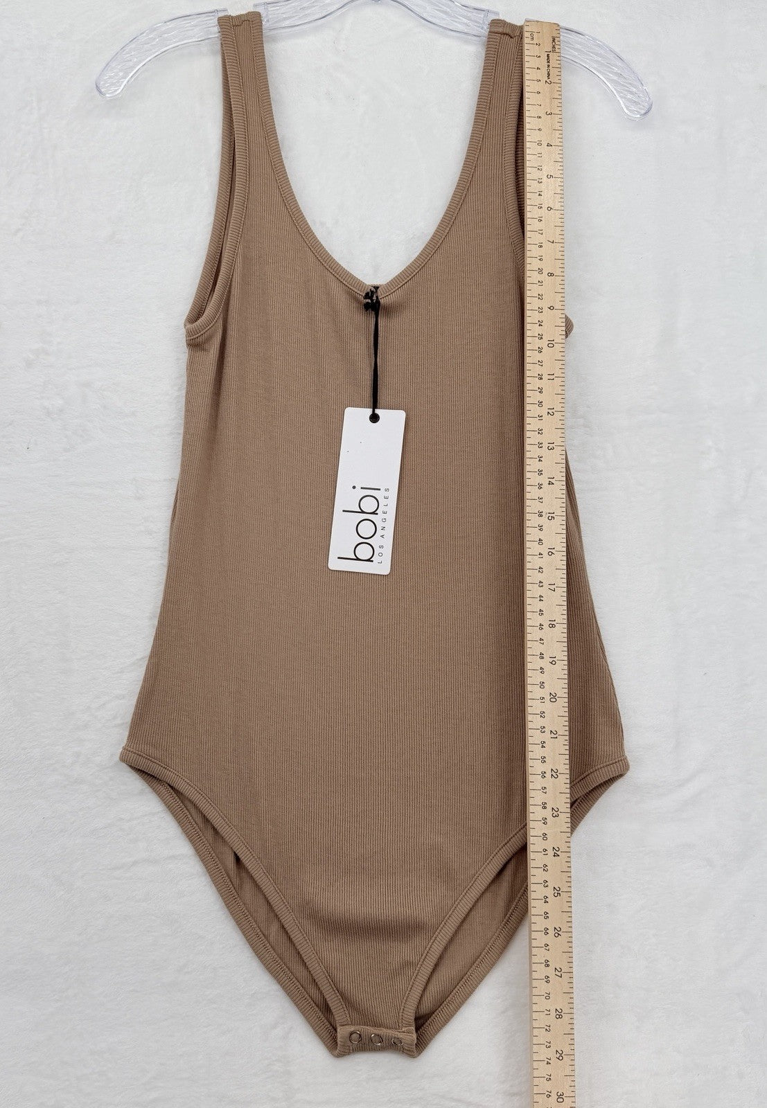 Bobi Los Angeles Bodysuit Medium Beige Ribbed Tank Top Womens New NWT