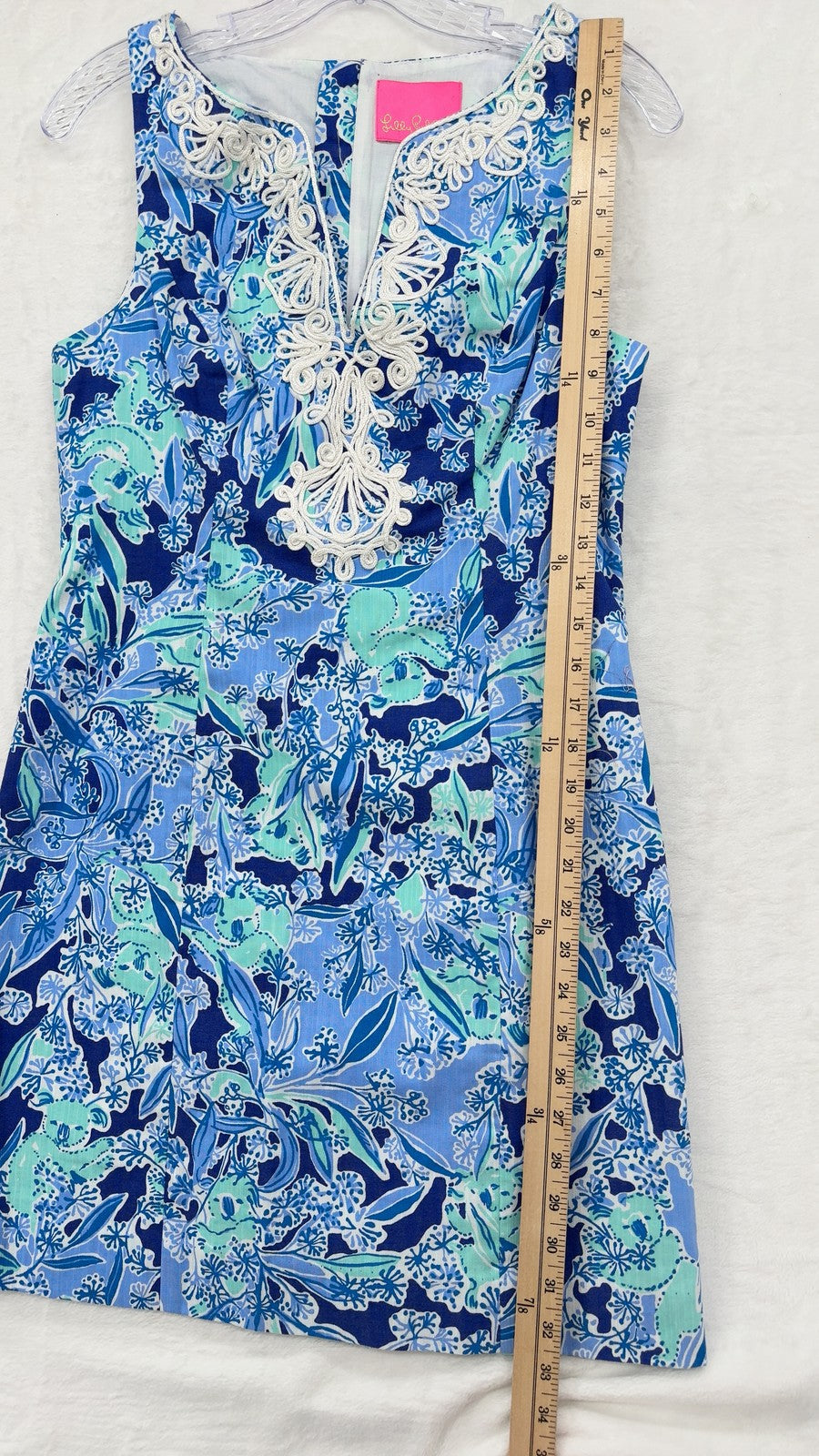 Lilly Pulitzer Gabby Shift Dress 4 Womens Blue Koalafications Print Sleeveless