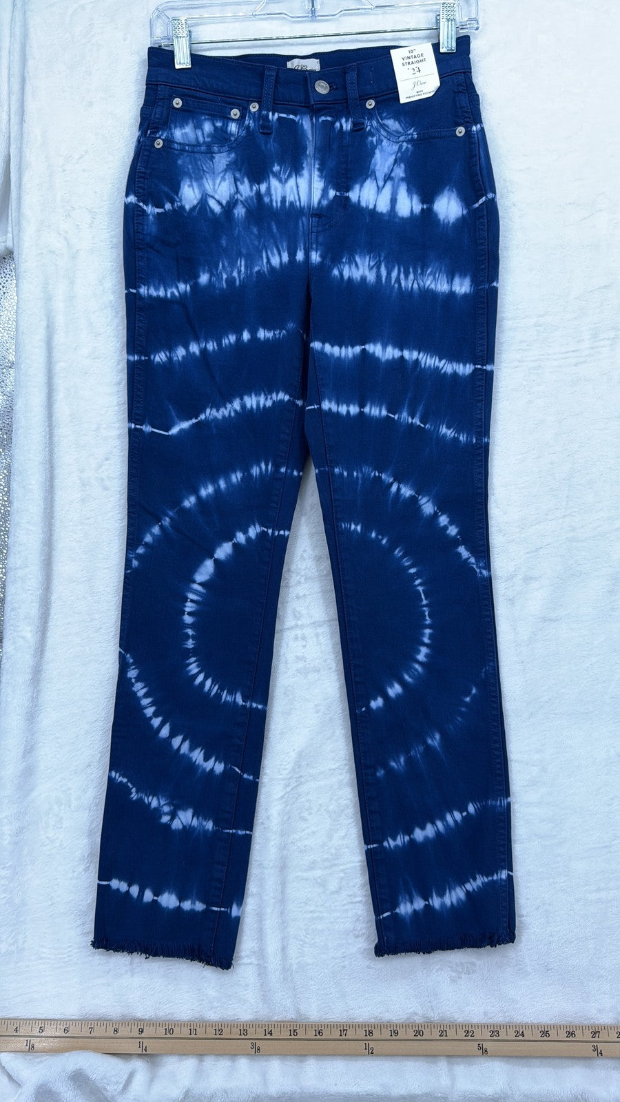 J Crew Vintage Straight Jeans 24 Womens Blue 10” Denim Raw Hem New NWT