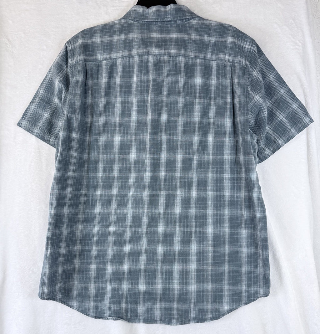 Levis Shirt Large Mens The One Pocket Blue Plaid Linen Blend Short Sleeve New