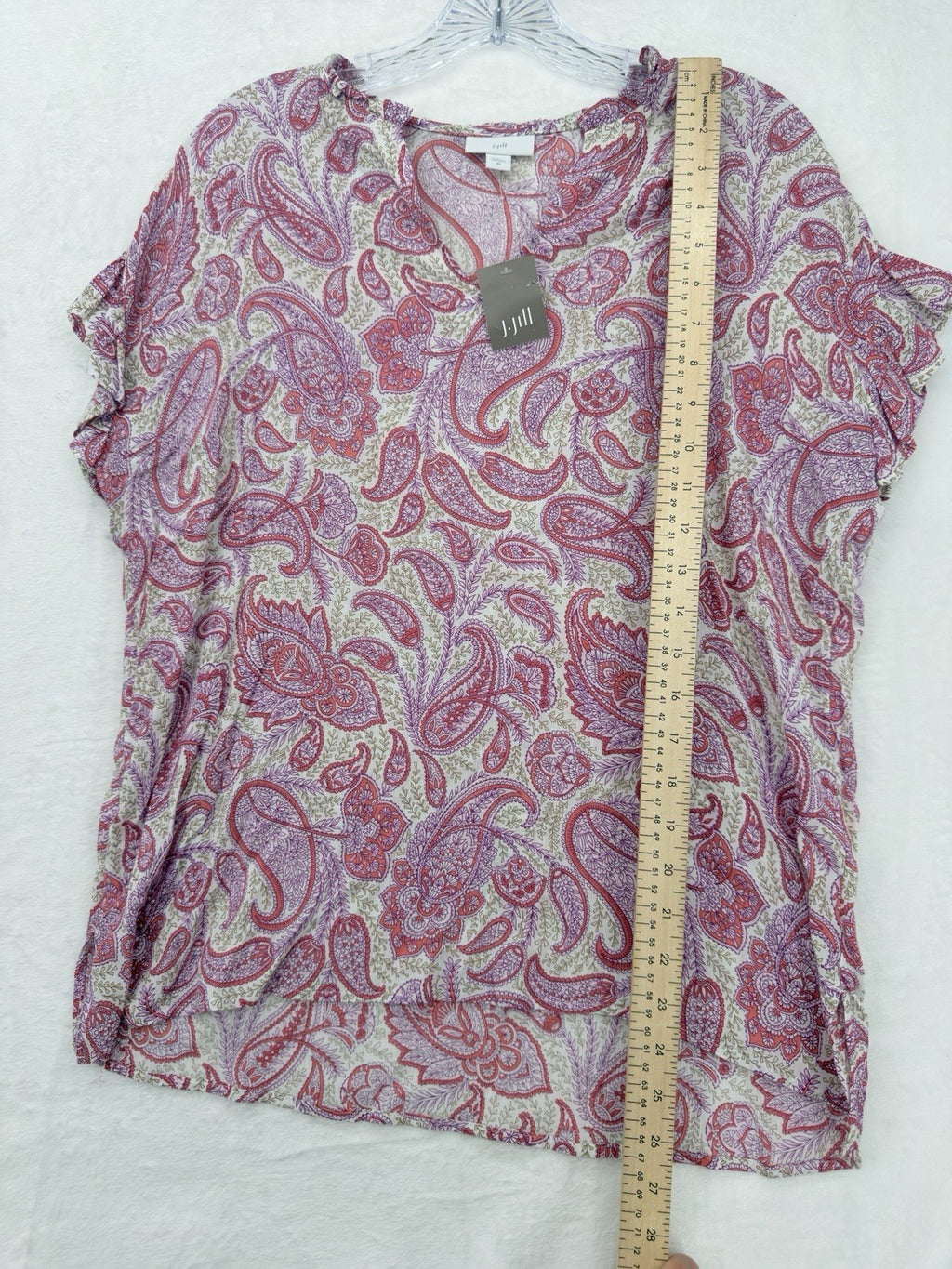 J Jill XS Top Pink Paisley Cap Sleeve Lightweight Rayon New NWT