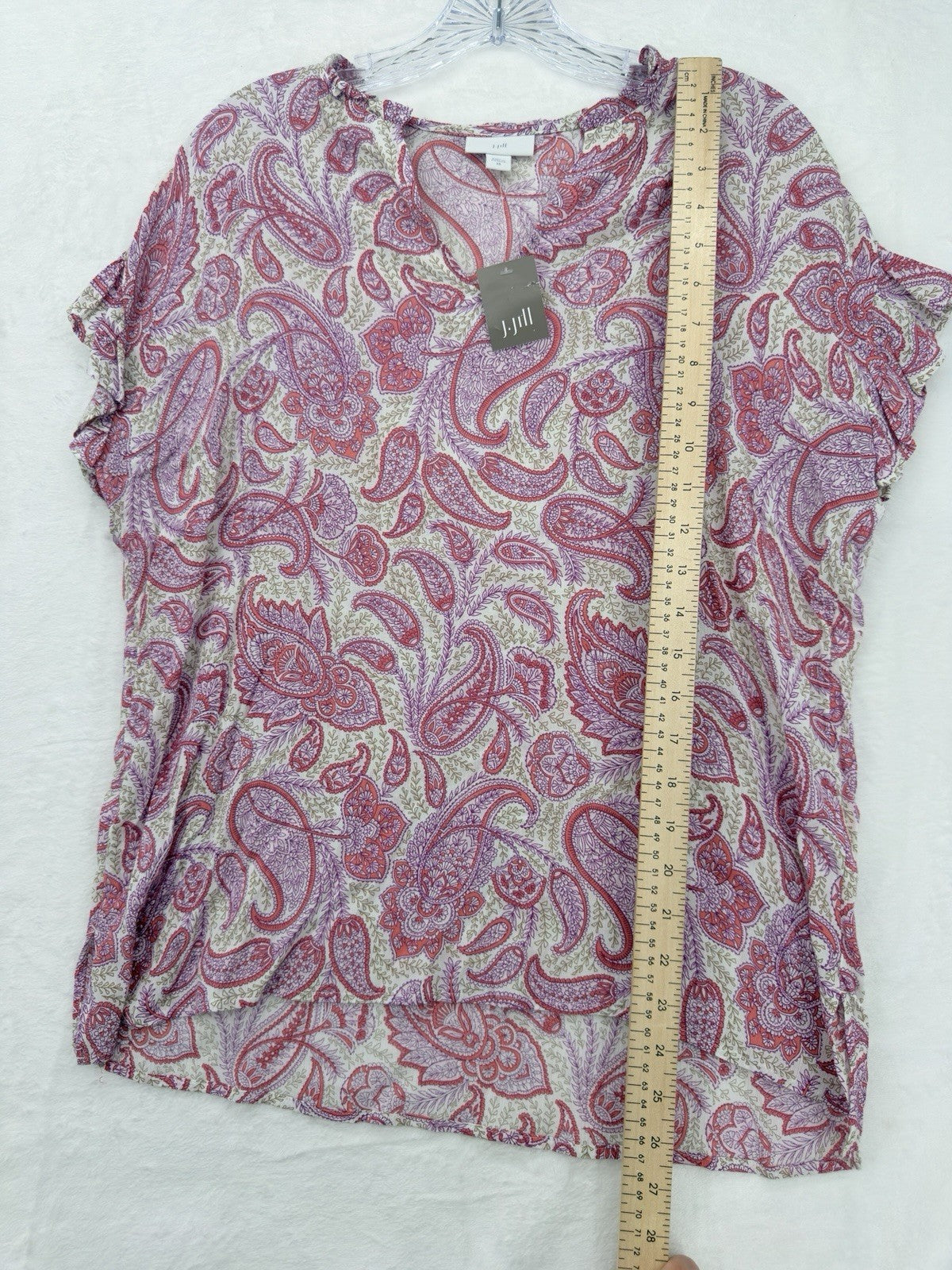 J Jill XS Top Pink Paisley Cap Sleeve Lightweight Rayon New NWT