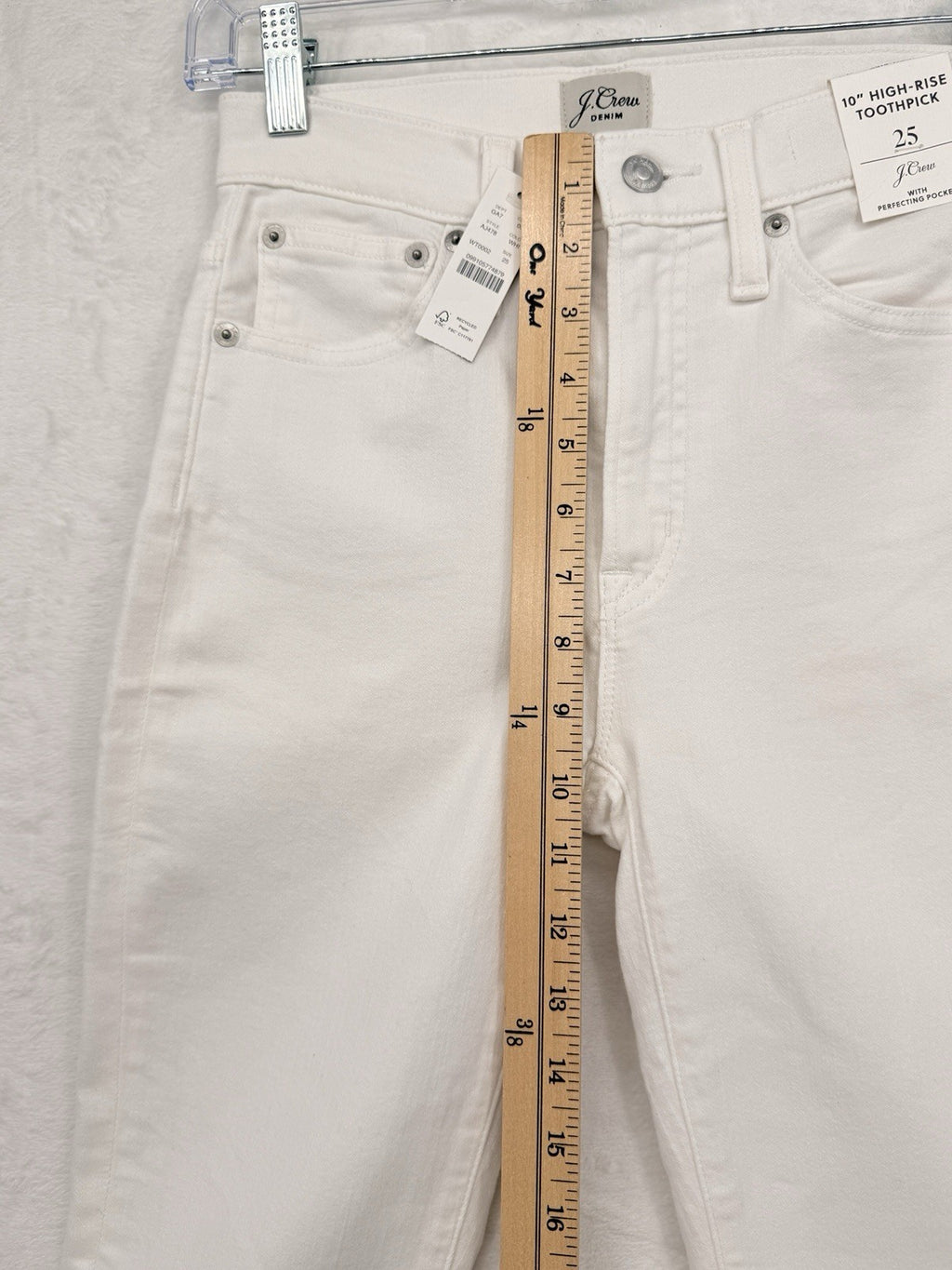J Crew High Rise Toothpick Jeans 25 White Raw Hem 10” Womens Denim New NWT