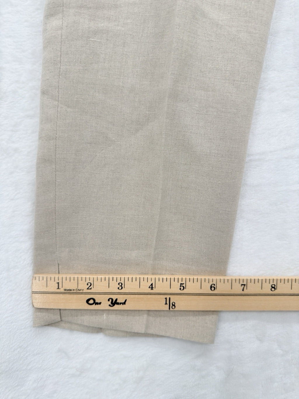 Uniqlo 100% Linen Pants Womens 2 Cropped Beige Tapered Crop Mid Rise Minimalist