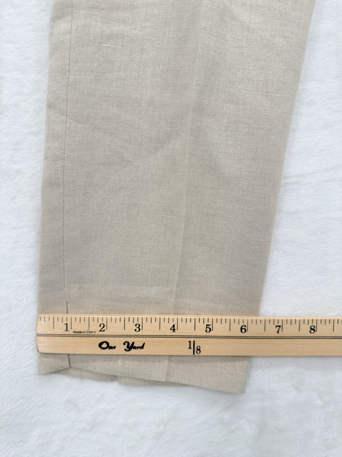 Uniqlo 100% Linen Pants Womens 2 Cropped Beige Tapered Crop Mid Rise Minimalist
