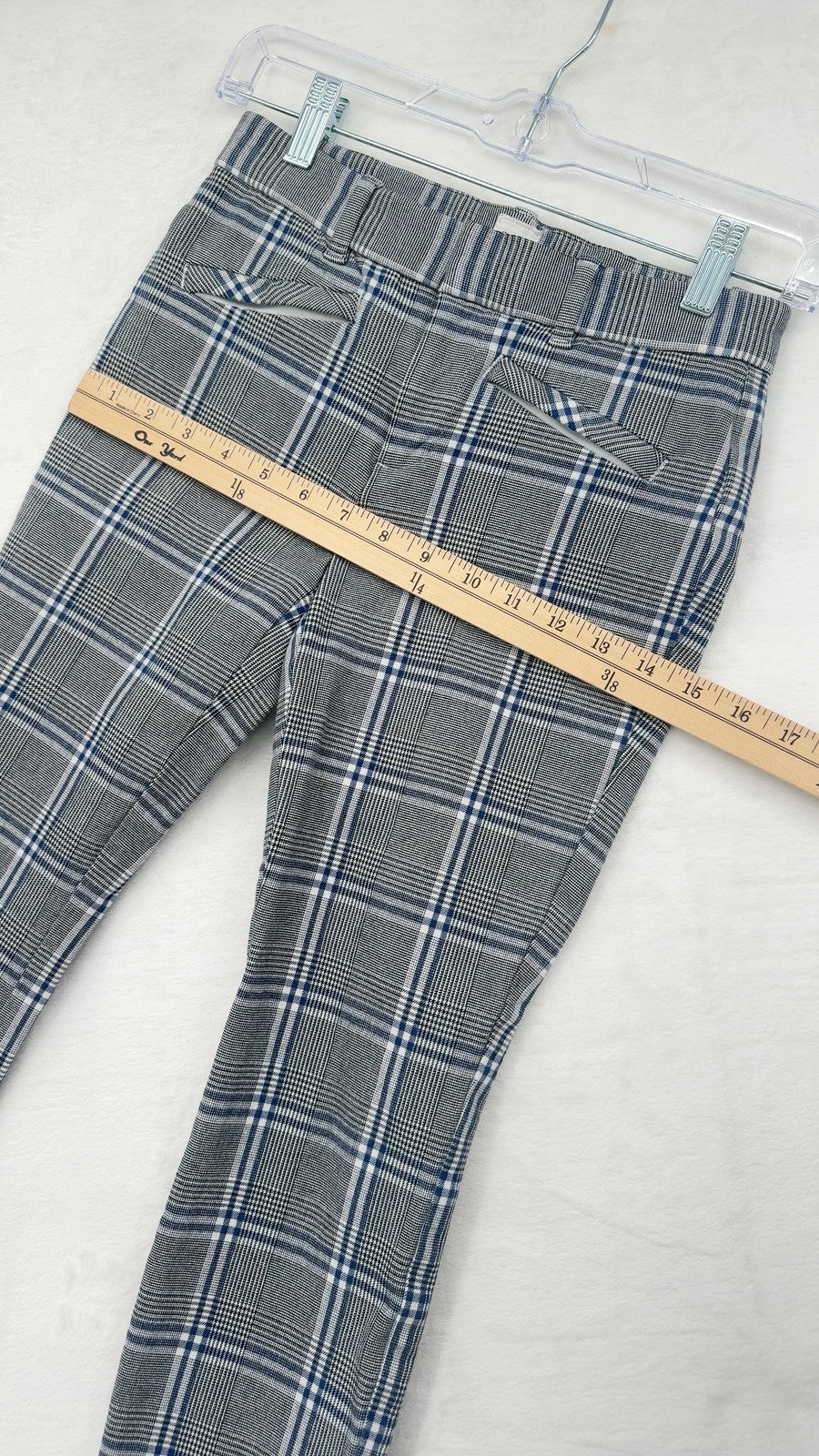 Gap Signature Skinny Ankle Pants 00 Womens Gray Blue Plaid