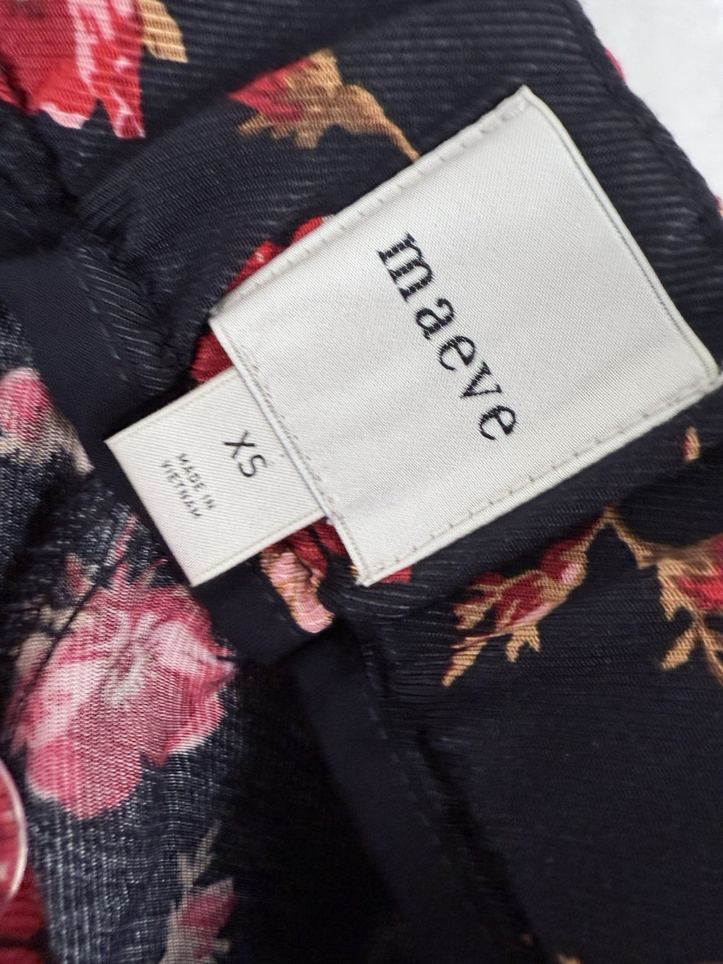 Anthropologie XS Maeve Wide Leg Crop Pants Navy Blue Red Floral Womens