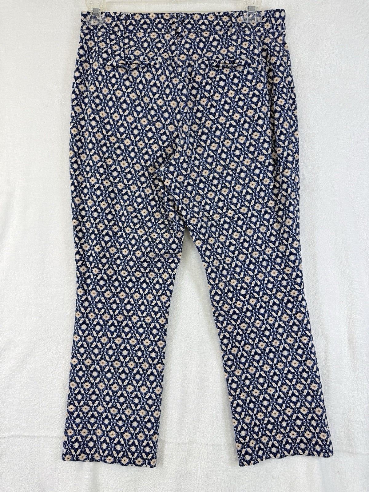 Anthropologie Essential Pants 12 Womens Blue Print Cotton Stretch