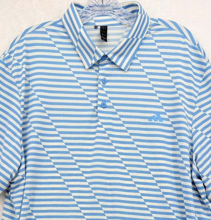 Adidas Ultimate 365 Golf Polo XL Shirt Mens Blue White Striped Short Sleeve Mesh