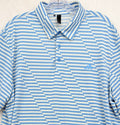 Adidas Ultimate 365 Golf Polo XL Shirt Mens Blue White Striped Short Sleeve Mesh