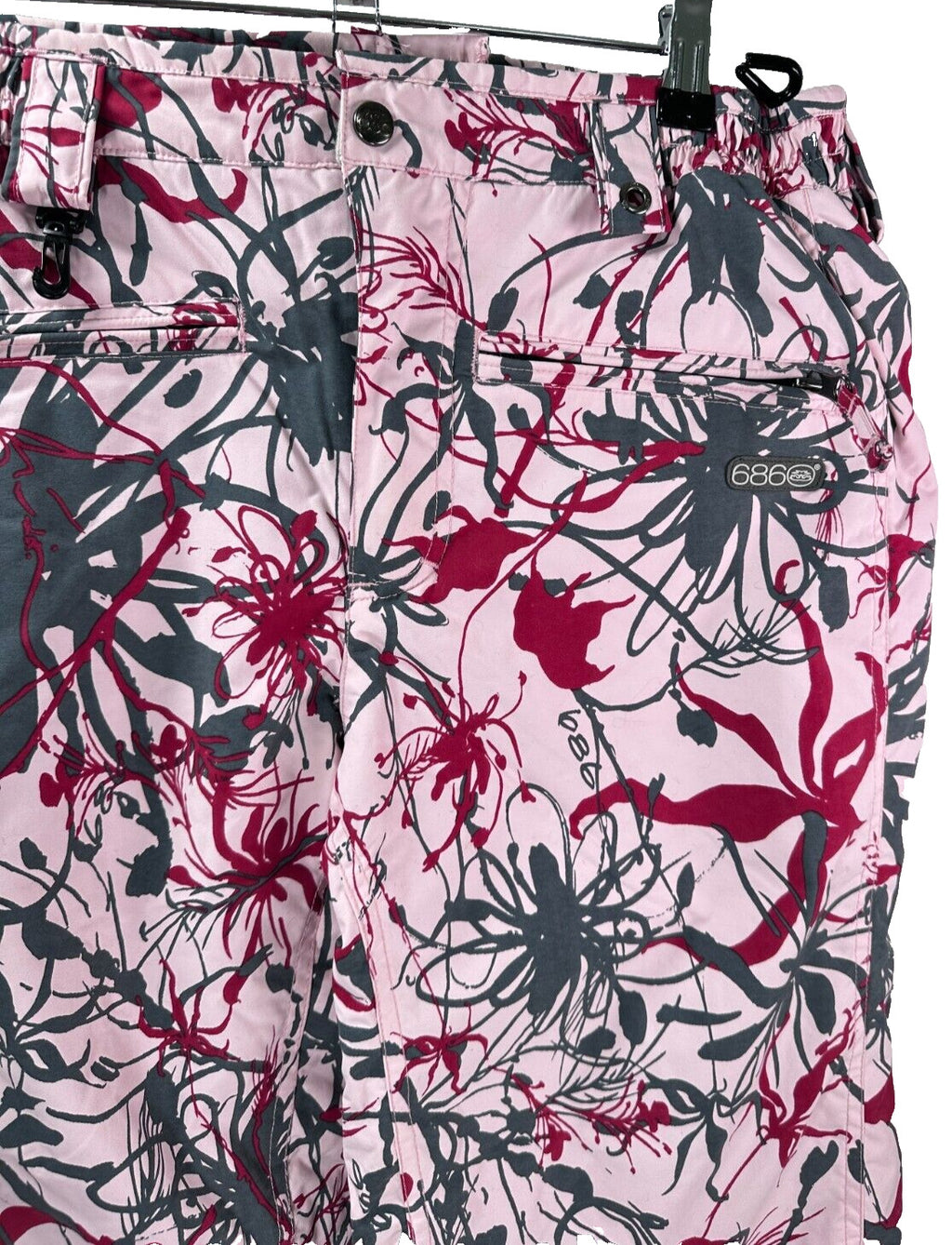 686 Snowboard Pants Girls Large Pink Floral Print Insulated Snowpants