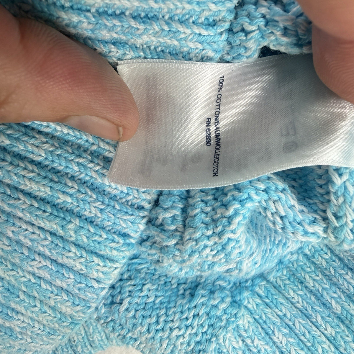 Lands End Cable Knit Drifter Sweater Medium Womens Aqua Blue 100% Cotton Tops