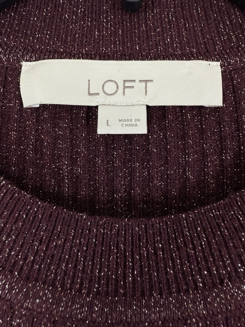 Ann Taylor LOFT Sweater Large Puff Sleeve Crew Neck Wool Blend Womens