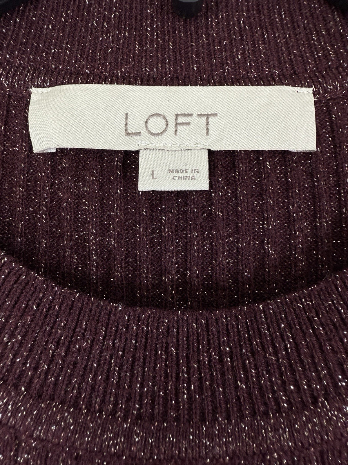 Ann Taylor LOFT Sweater Large Puff Sleeve Crew Neck Wool Blend Womens