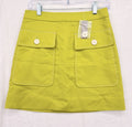 J Crew Mini Skirt 0 Stretch Linen Patch Pockets Yellow A Line Womens New NWT