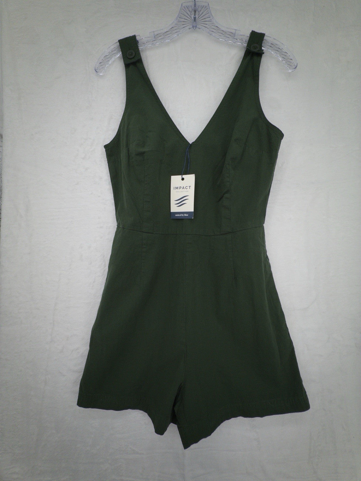 United By Blue Impact Collection XS Women Organic Cotton Green Romper Shorts New