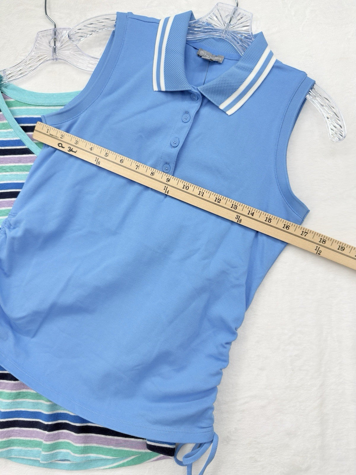 Talbots Tops XS Petite P Linen Tee Sleeveless Polo Blue Striped Lot Womens