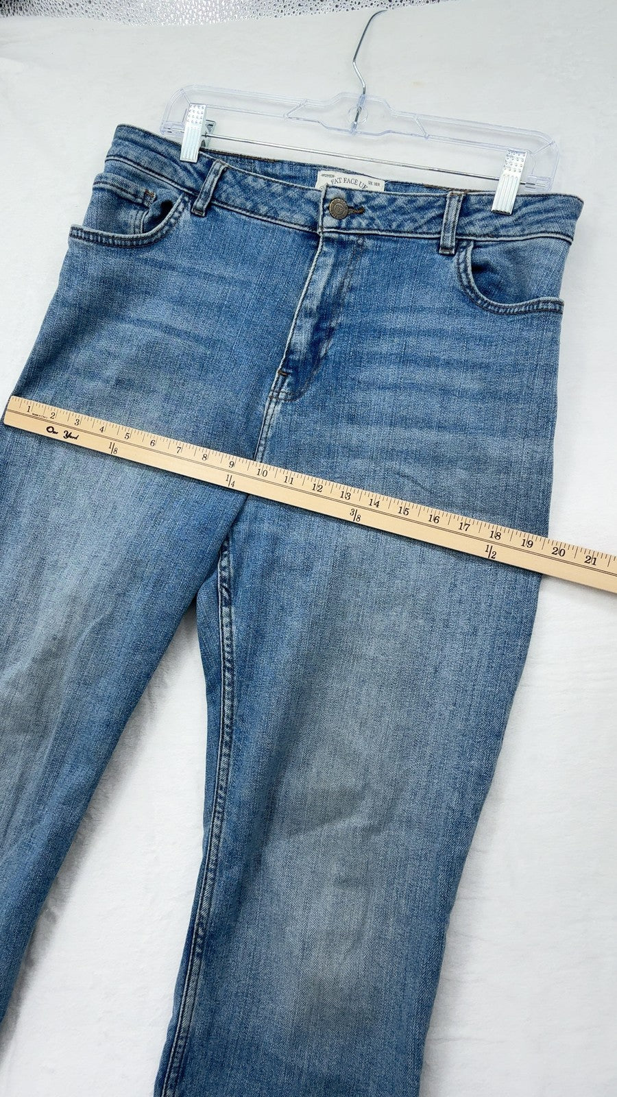 Fat Face Chesham Girlfriend Crop Jeans US 12 UK 16 Womens Blue Raw Hem High Rise