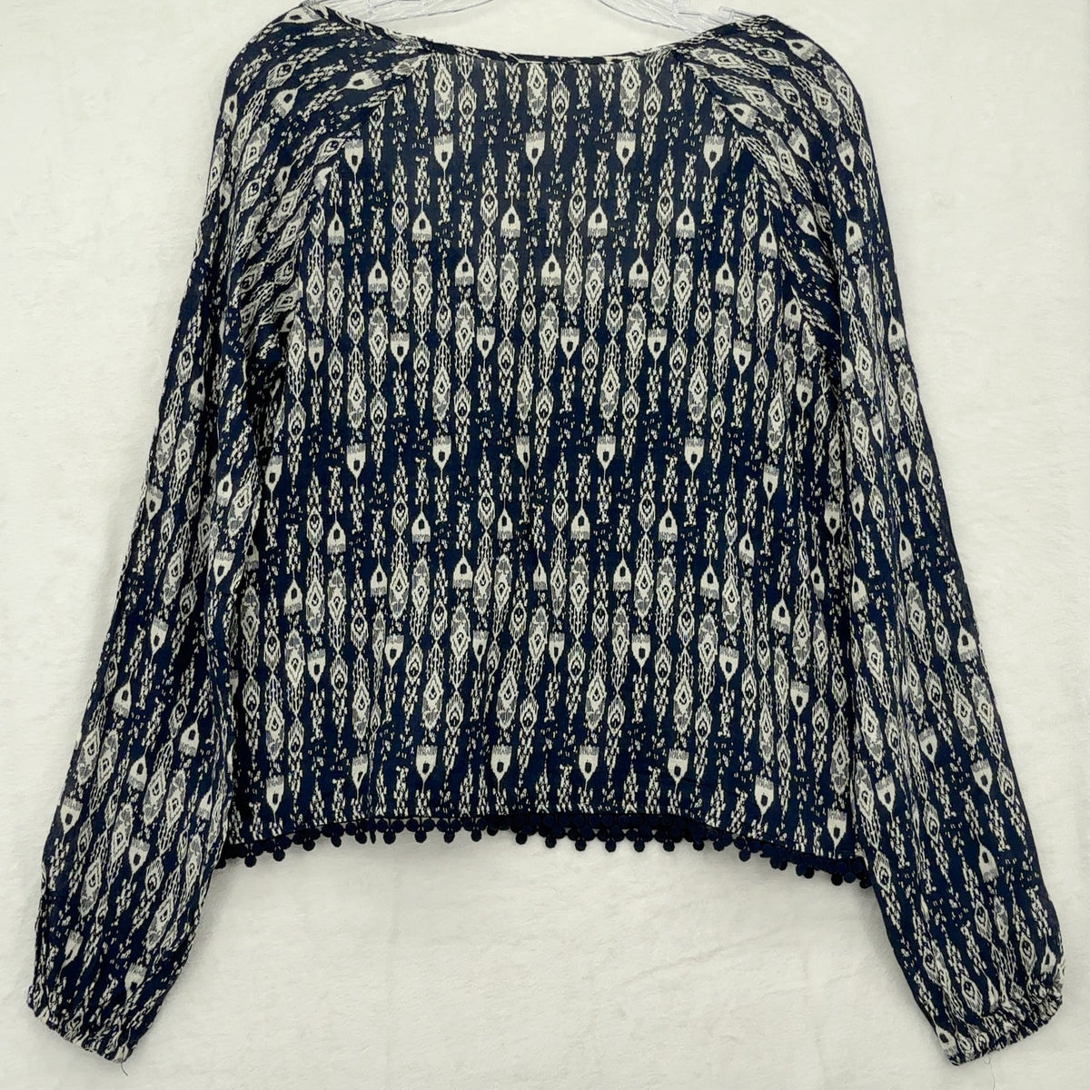Aeropostale Blouse Small Womens Navy Boho Top Lightweight Long Sleeve New NWT