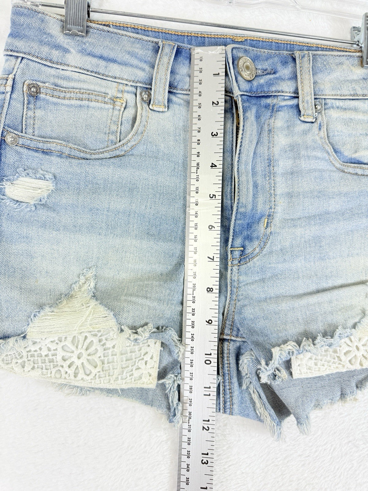 American Eagle High Rise Shortie 6 Shorts Womens Light Blue Denim Short