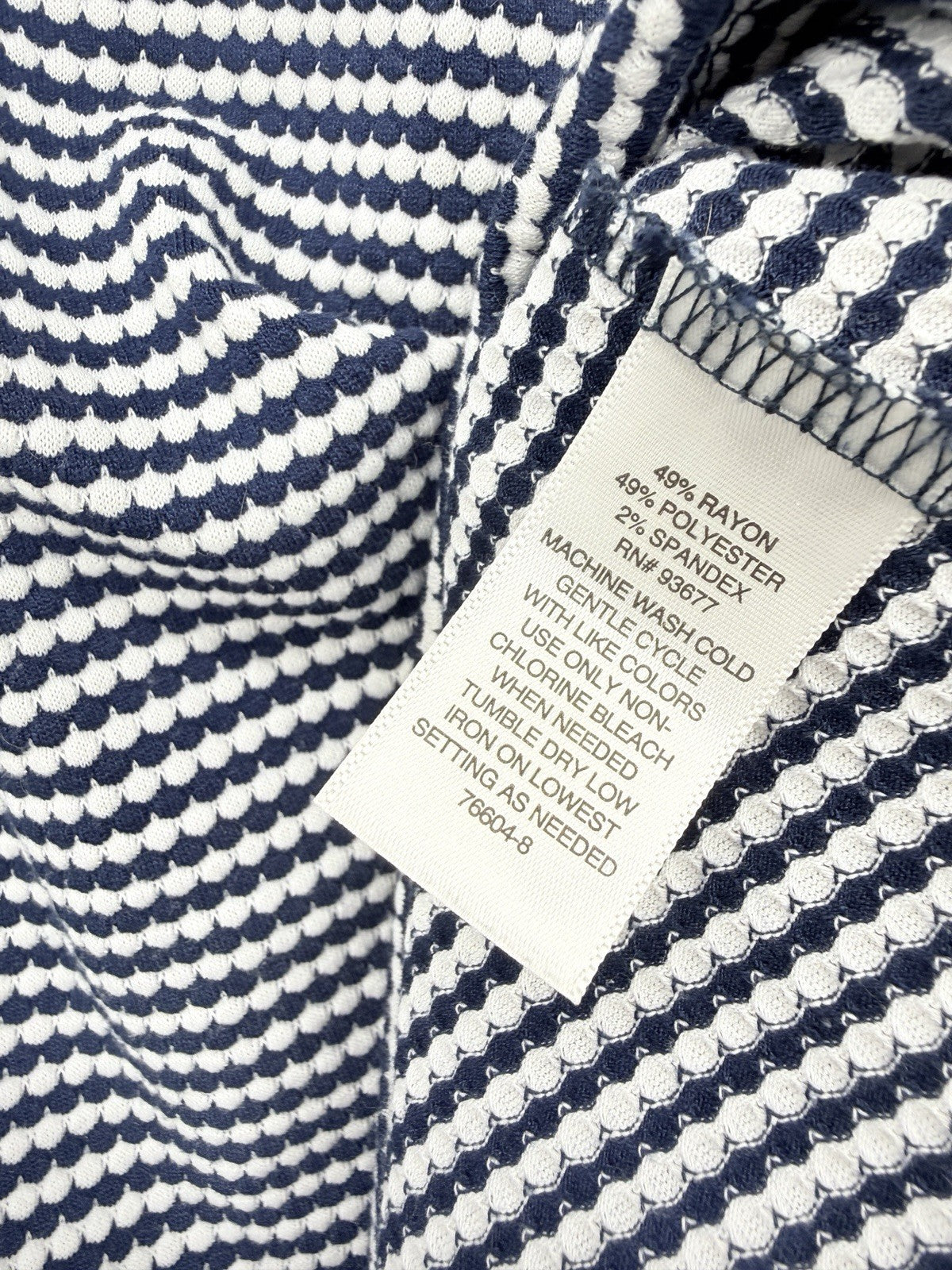 Liz Claiborne Top Medium Short Puff Sleeve Blue White Striped Knit Womens