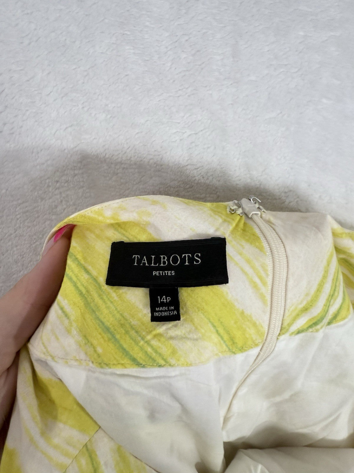 Talbots Skirt 14 Petite Yellow Print 100% Cotton A-Line Circle Womens 14P