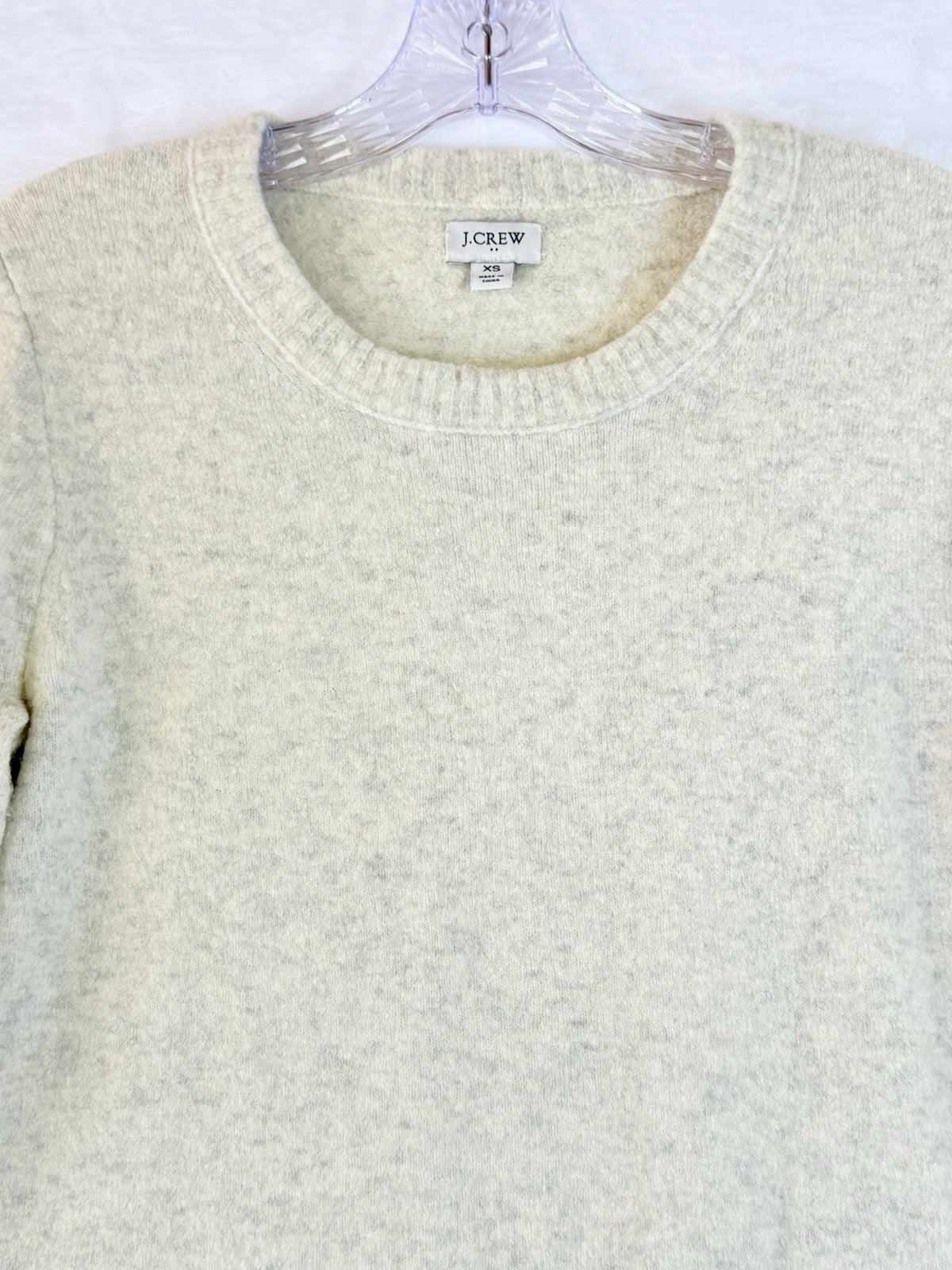 J Crew Sweater XS Womens Wool Blend Crew Neck Long Sleeve Top Ivory Gray