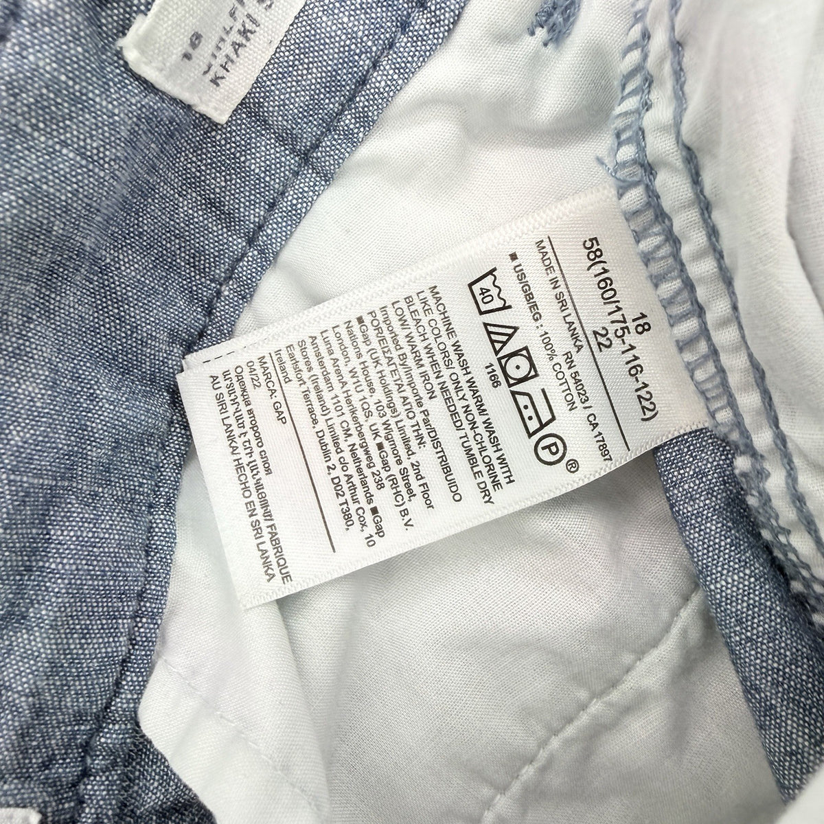 Gap Girlfriend Khaki Shorts 18 Blue Chambray Womens 100% Cotton High Rise 5”