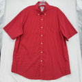 LL Bean Button Down Shirt Large Men Red Check Short Sleeve Comfort Stretch