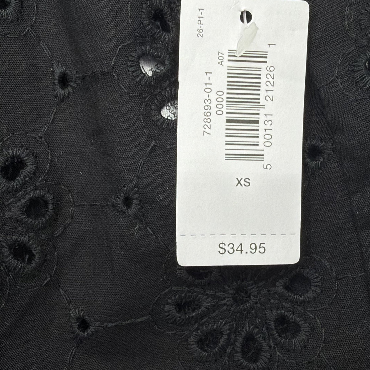 Gap Body XS Pajama Shorts Womens Black Eyelet Cotton Poplin PJ Sleep New NWT