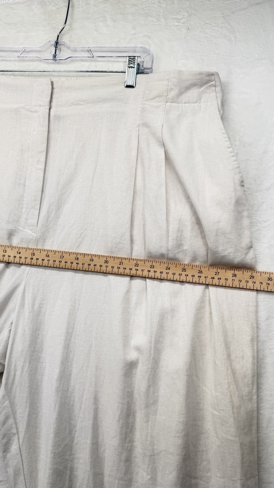 Rafaella Wide Leg Linen Blend Pants 24W White Plus Size Womens