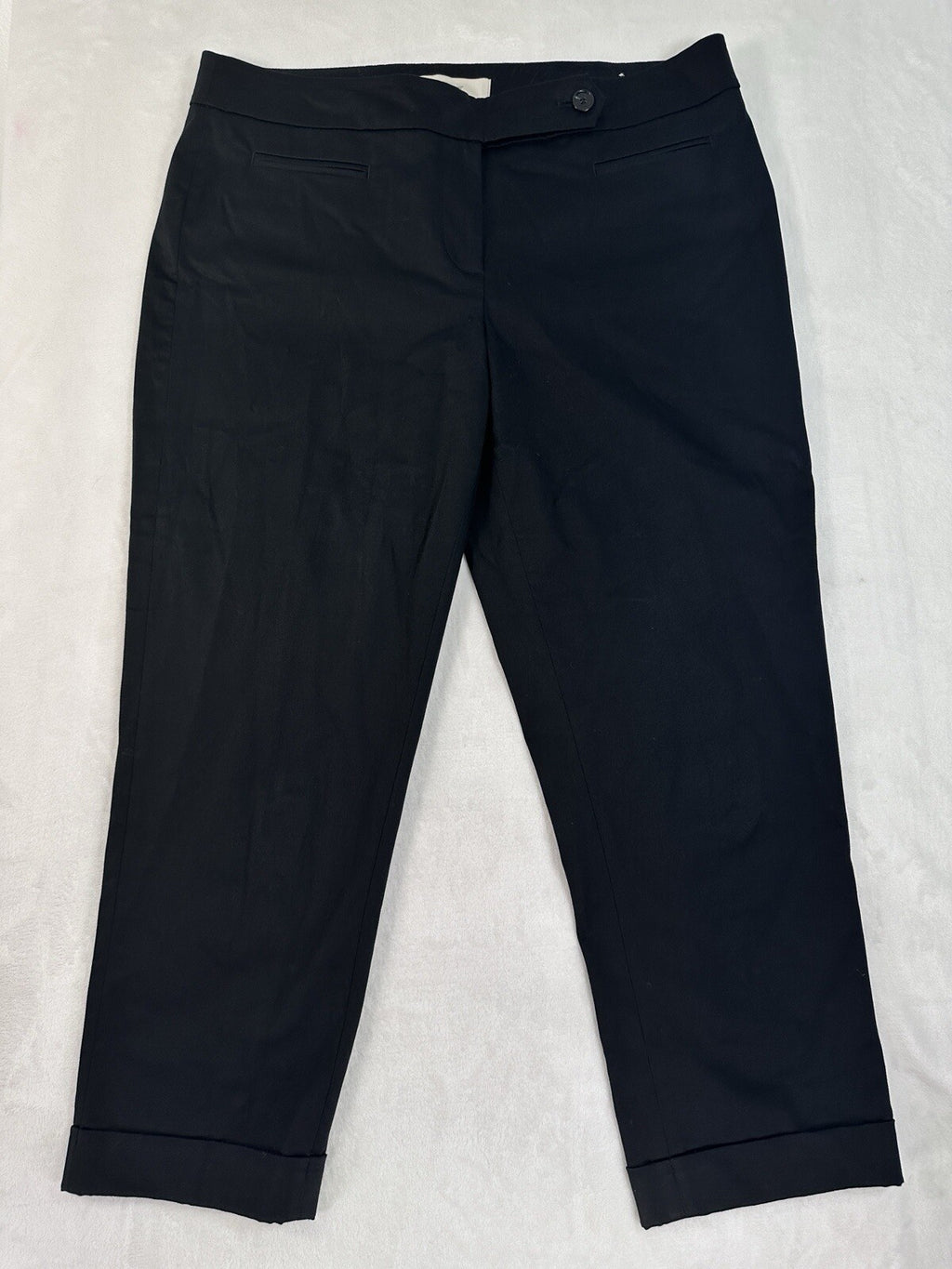 Ann Taylor Marisa Crop Pants Size 10 Black Button Tab Womens