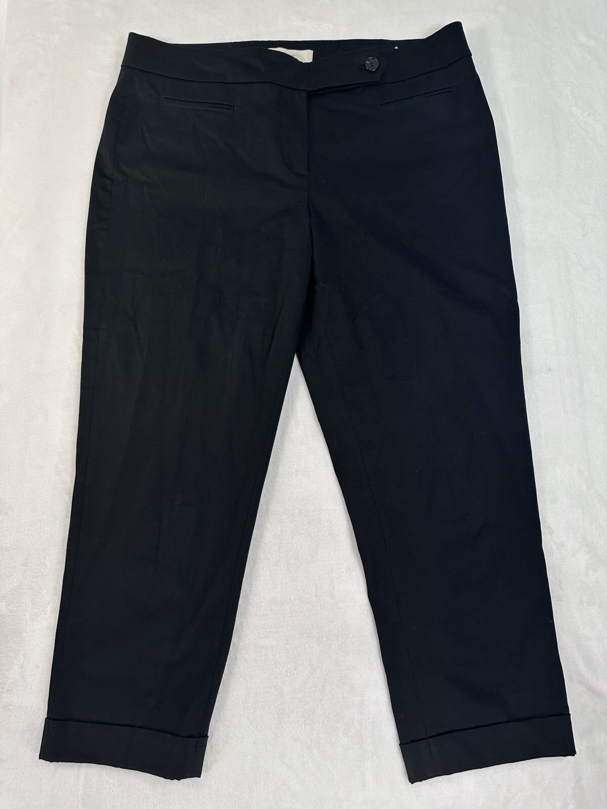 Ann Taylor Marisa Crop Pants Size 10 Black Button Tab Womens